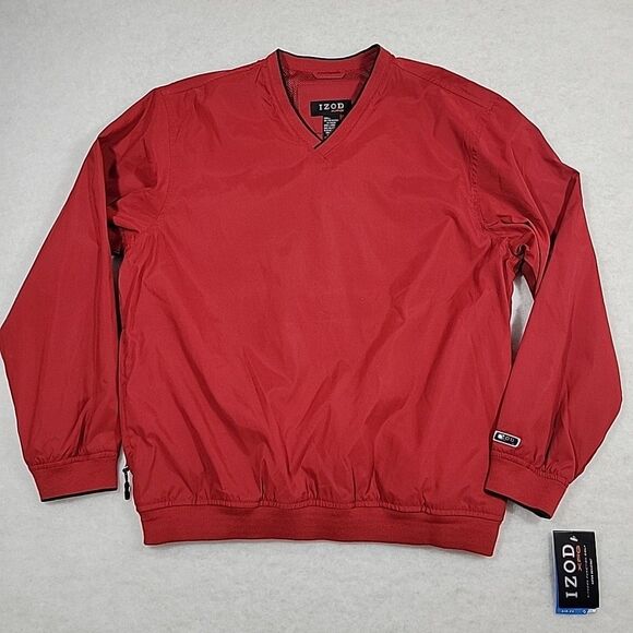 IZOD Other - New Izod XFG Windbreaker Mens Sz L Red Jacket Side Zipper Pullover Golf (3092)